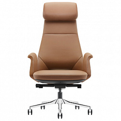 Кресло HAWASAN PREMIUM EX-840 STELLAR, синхромеханизм, алюминий, экокожа, коричневое, 533242