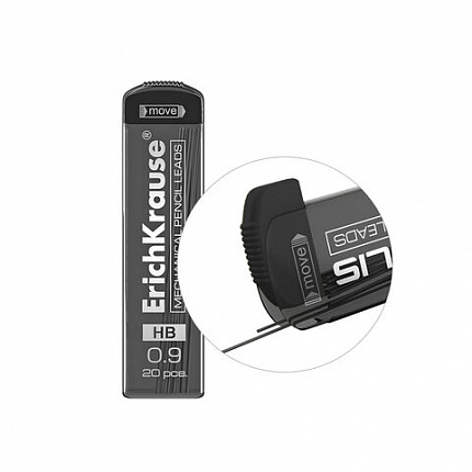 Грифели запасные для механических карандашей 0,9 мм ERICH KRAUSE, HB, КОМПЛЕКТ 20 ШТ,, 48144