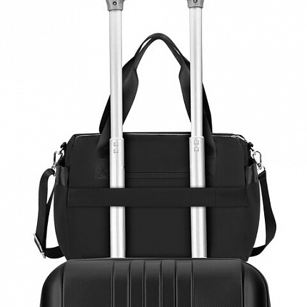 Сумка дорожная HEIKKI HANDY (ХЕЙКИ), карман на молнии, багажная лента, черная, 38х16х25 см, 273874