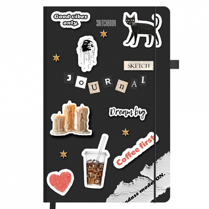 Скетчбук, слоновая кость 140 г/м2, 130х210 мм, 80 л., софт-тач, резинка, BRAUBERG ART CLASSIC, АССОРТИ, 117771