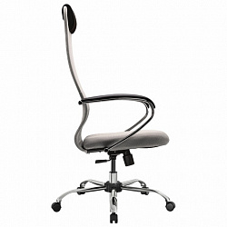 Кресло офисное МЕТТА "SU-B-8" хром, ткань-сетка, сиденье мягкое, светло-серое