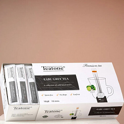 Чай TEATONE "Earl grey tea" черный с ароматом бергамота, 100 стиков по 1,8 г, 64