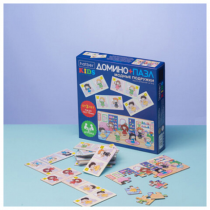 Игра настольная Домино + пазл, АССОРТИ, 2 сюжета, HATBER