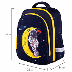 Ранец BRAUBERG KIDS STANDARD, 2 отделения, "Spaceman", СВЕТЯЩИЙСЯ, 36х28х14 см, 271384