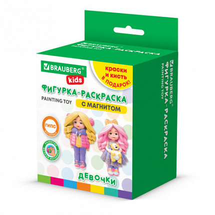 Фигурка-раскраска из гипса "С магнитом", с красками и кистью, ассорти, BRAUBERG KIDS, 666010