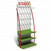 Стойка для размещения товара напольная STAFF, 2050x600x500 мм, 25 крючков, 3 полки, металл, 504876