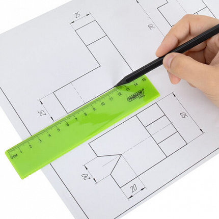 Линейка пластиковая 15 см, ПИФАГОР, неоновая, ассорти, с волнистым краем, 210825