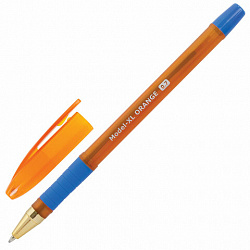 Ручка шариковая масляная с грипом BRAUBERG Model-XL ORANGE, СИНЯЯ, узел 0,7 мм, линия 0,35 мм, 143246