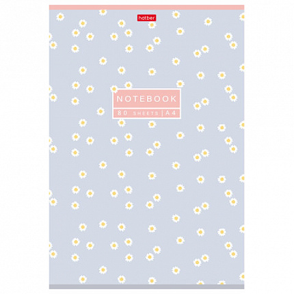 Тетрадь А4, 80 л., HATBER, скоба, клетка, Soft-touch ламинация, "Музыка цветов" (микс в спайке), 093514, 80Т4лВ1