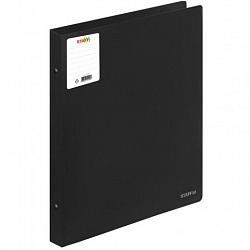 Папка на 4 кольцах БОЛЬШОГО ФОРМАТА А3, ВЕРТИКАЛЬНАЯ, 30 мм, до 250 листов, черная, 0,8 мм, STAFF, 274004