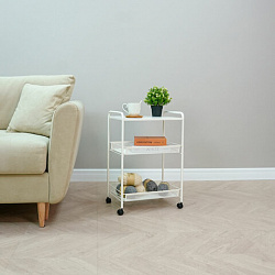 Этажерка офисно-бытовая "Ладья-33КС", 650х450х300 мм, 2 яруса + столик, металл, белая, Э 356 Б