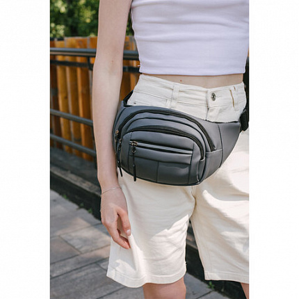 РЕЗЕРВ Сумка на пояс PROMPT, два отделения, светоотражающая молния, серая, 35х13,5х4, 273925