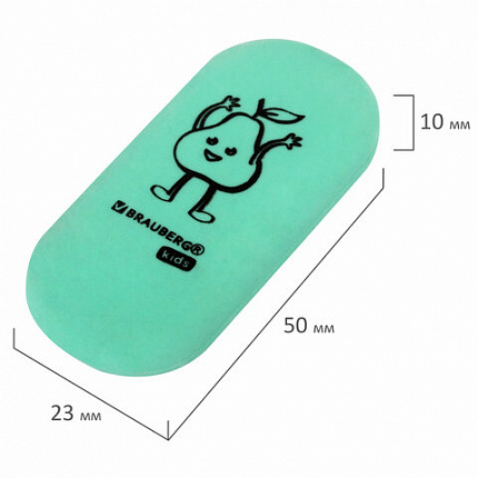 Ластик BRAUBERG KIDS "Fruits", 50х23х10 мм, пастельные цвета ассорти, 272674