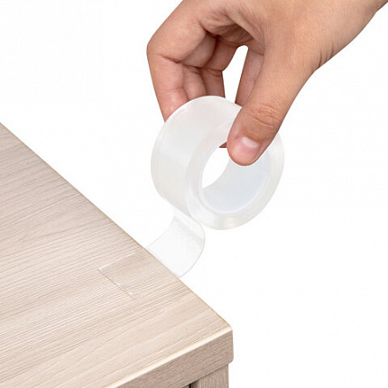 Многоразовая двухсторонняя прозрачная крепежная лента, скотч NANO tape, 2 м x 3 см, толщина 1 мм, WBZ (ВБЗ), 700425