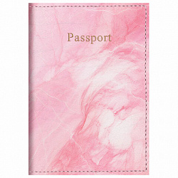 Обложка для паспорта искусственная кожа, принт "Soft Marble", пудрово-розовый, STAFF, 238870