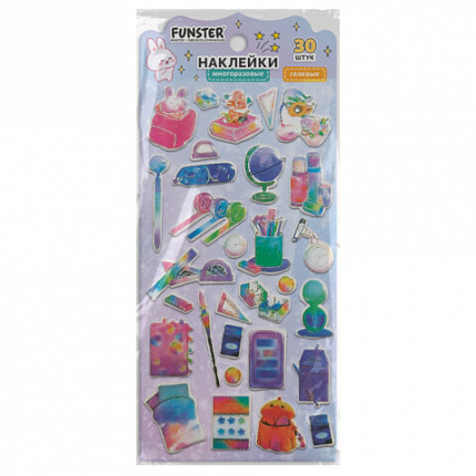 Наклейки гелевые "Красочное веселье", 17,5х9 см, ассорти 6 видов, FUNSTER (ФАНСТЕР), 666079