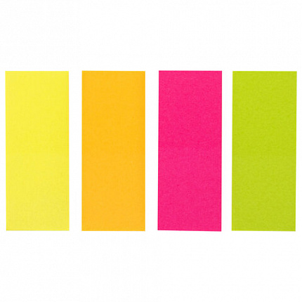 Закладки клейкие неоновые BRAUBERG бумажные, 50х20 мм, 200 штук (4 цвета х 50 листов), 111363