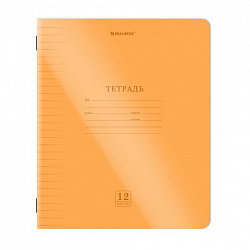 Тетрадь пластиковая обложка (НЕОН) 12 листов, линия, BRAUBERG "Smart Cover", АССОРТИ (микс в спайке), 405026