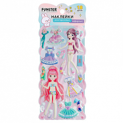 Наклейки зефирные "Переодевашки", 19,5х9,5 см, ассорти 4 вида, FUNSTER (ФАНСТЕР), 666103