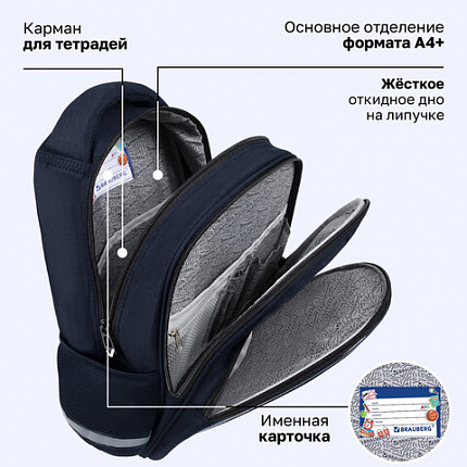 Рюкзак BRAUBERG OPTIMA, 2 отделения, с брелоком, "Ночной гонщик", 36х27х18 см, 272096