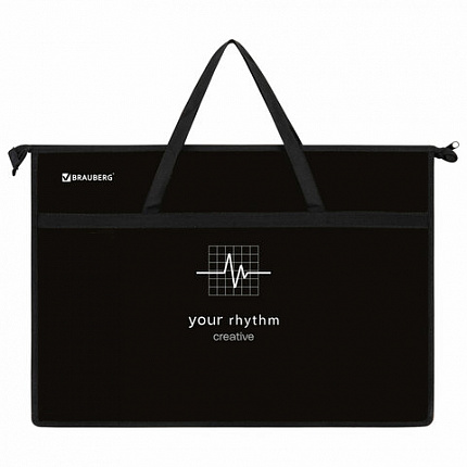 Папка для рисунков и чертежей с ручками BRAUBERG А3, пластик, молния сверху, "Creative", 273411