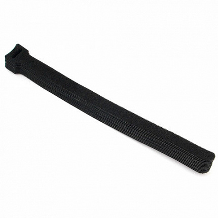 Хомуты-липучки 200x11 мм на основе ленты Velcro, CABLEXPERT, черные (12 шт.), VT-200x11BK