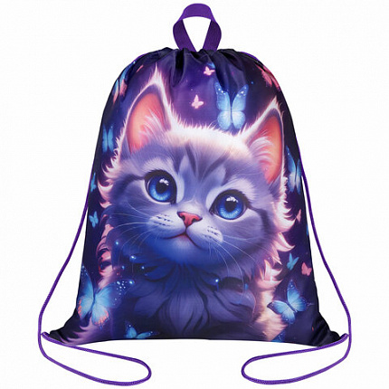 Мешок для обуви BRAUBERG KIDS, с петлей, 42х34 см, "Любознательный кот", 273434