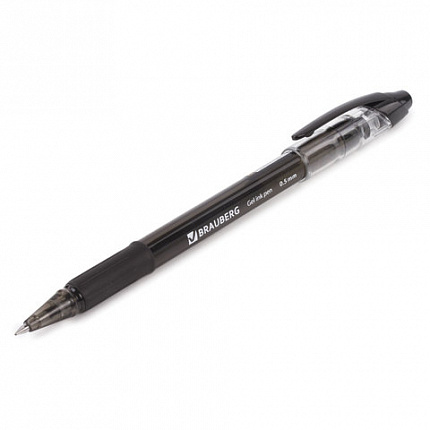Ручка гелевая с грипом BRAUBERG "Samurai", ЧЕРНАЯ, корпус тонированный, узел 0,5 мм, линия письма 0,35 мм, 141178