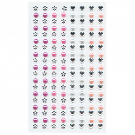 Стразы самоклеящиеся "Жемчуг", ассорти, 6 мм, 152 шт., на подложке, ОСТРОВ СОКРОВИЩ, 661574