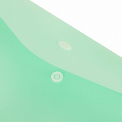 Папка-конверт с кнопкой BRAUBERG "Pastel", А4, матовая непрозрачная, мятная, ПРОЧНАЯ 0,2 мм, 272883
