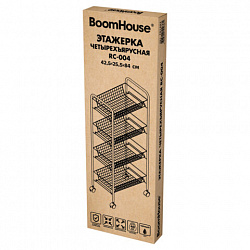 Этажерка (тележка) BOOMHOUSE (БУМХАУС) RC-004 4 яруса, на колесах, В84хШ42,5хГ25,5 см, металл, черная, 701457