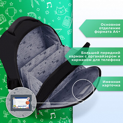 Ранец BRAUBERG KIDS STANDARD, 2 отделения, "Мощные бойцы", 36х28х14 см, 273146