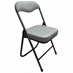 Стул складной для дома и офиса РС04К комфорт, черный каркас, рогожка светло-серая