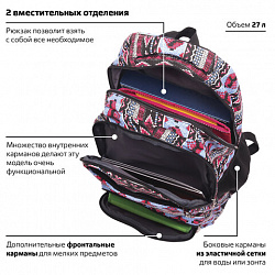 Рюкзак BRAUBERG CANVAS универсальный, 2 отделения, "Фигуры", канвас, 47х32х14 см, 226353