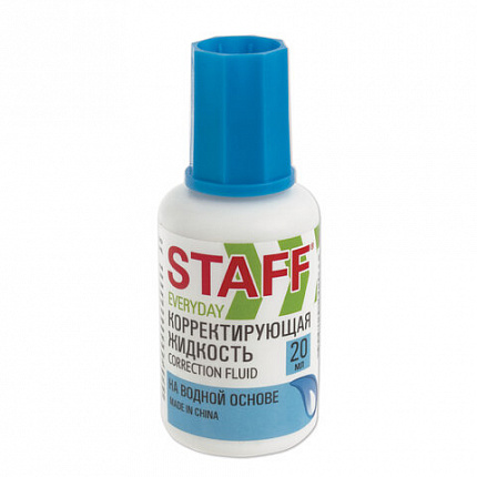 Корректирующая жидкость STAFF "EVERYDAY" на водной основе, 20 мл, с кисточкой, 228642