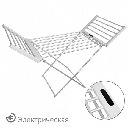 Сушилка для белья напольная, электрическая, раскладная, 3 зоны сушки, алюминиевая, таймер/регулировка темп. 45-70 °С, LAIMA HOME, 700979