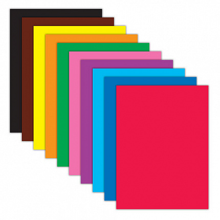 Цветная бумага А4 мелованная, 80 листов, 10 цветов, в коробе, BRAUBERG, 200х290 мм, "Горы", 116419