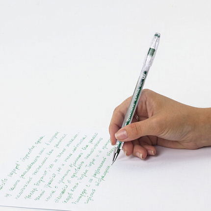 Ручка гелевая BRAUBERG "EXTRA", ЗЕЛЕНАЯ, корпус прозрачный, узел 0,5 мм, линия 0,35 мм, 143904