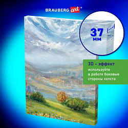 Холст 3D на подрамнике BRAUBERG ART CLASSIC 30х40см, 440г/м, грунт, 100% хлопок мелкое зерно, 191663