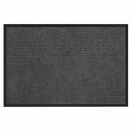 Коврик придверный 60х90 см, СЕРЫЙ, влаго-грязезащитный, 430 г/м2, ребристый, ЛЮБАША СТАНДАРТ, 701035