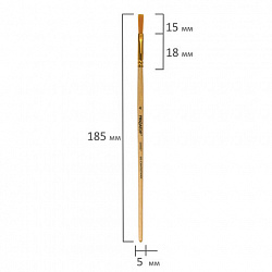 Кисть ПИФАГОР, СИНТЕТИКА, плоская, № 4, деревянная лакированная ручка, с колпачком, 200857