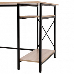 Стол BRABIX "SMART CD-018", 1100х600х765 мм, ЛОФТ, 2 полки, металл/ЛДСП ясень шимо светлый, каркас черный, 641945