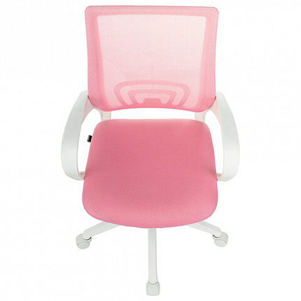 Кресло BRABIX "Fly MG-396W", с подлокотниками, пластик белый, сетка, розовое, 533008