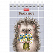 Блокнот МАЛЫЙ ФОРМАТ А7, 40 л., гребень, картон, клетка, HATBER, "Хорошо быть ёжиком", 081183, 40Б7В1гр