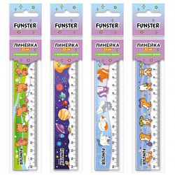 Линейка пластиковая 15 см с волнистым краем, FUNSTER, ассорти 4 дизайна, европодвес, 210922