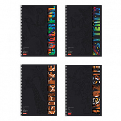 Тетрадь А4 96 л., HATBER, гребень, клетка, матовая ламинация, 3D-лак, "Animals print" (микс), 085842, 96Т4лолВ1гр