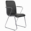 Кресло для приемных и переговорных BRABIX "Visit CF-101", хром, экокожа, черное, 532559