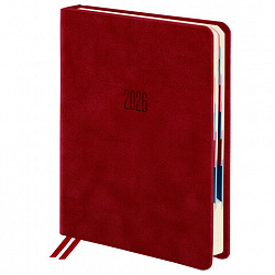 Ежедневник датированный 2026 B6 125х173 мм, GALANT "Vivid", под кожу, красный, 117413