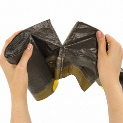 Мешки для мусора с завязками 60 л, черные, в рулоне 20 шт., прочные, ПНД 16 мкм, 60х70 см, ОФИСМАГ, 601398