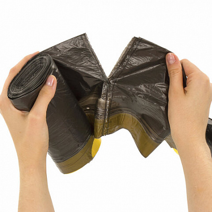 Мешки для мусора с завязками 60 л, черные, в рулоне 20 шт., прочные, ПНД 16 мкм, 60х70 см, ОФИСМАГ, 601398